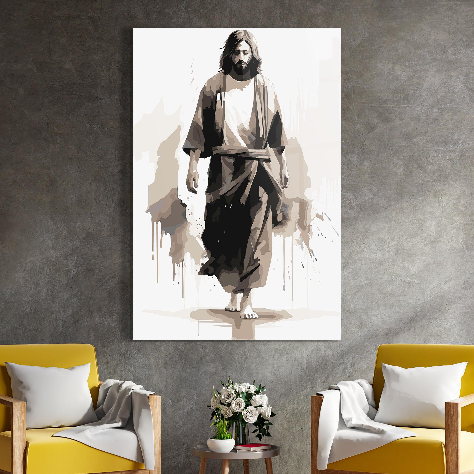 Tablou Sticla Cream Art Jesus mockup 4