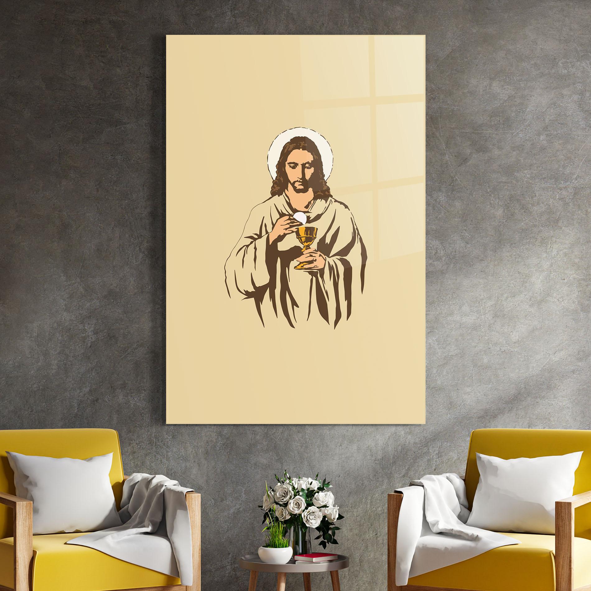 Tablou Sticla Cream Jesus mockup 4