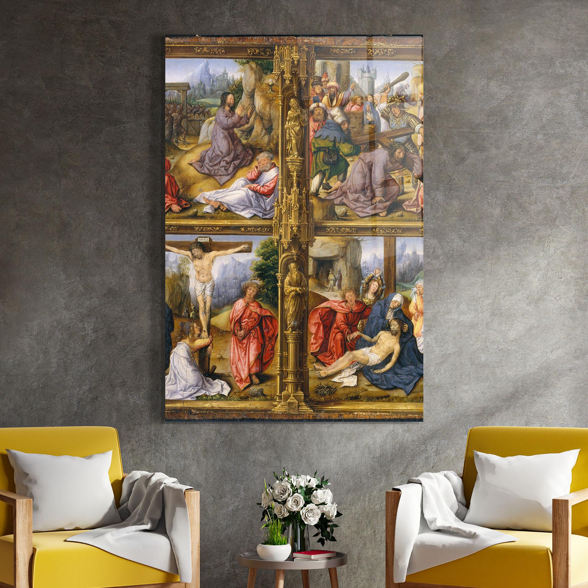 Tablou Sticla Gold Window View mockup 4