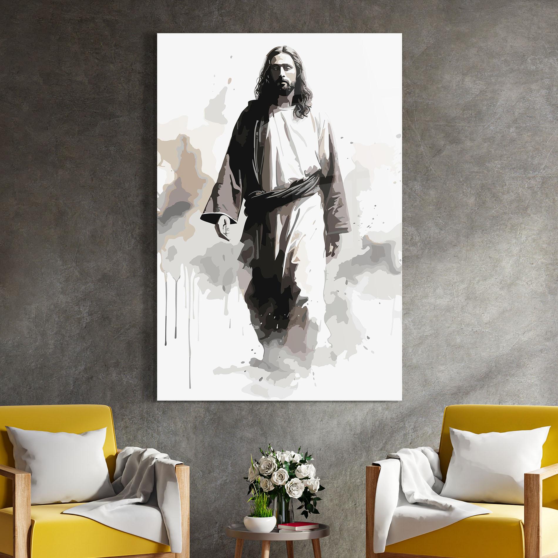 Tablou Sticla Watercolor Jesus mockup 4