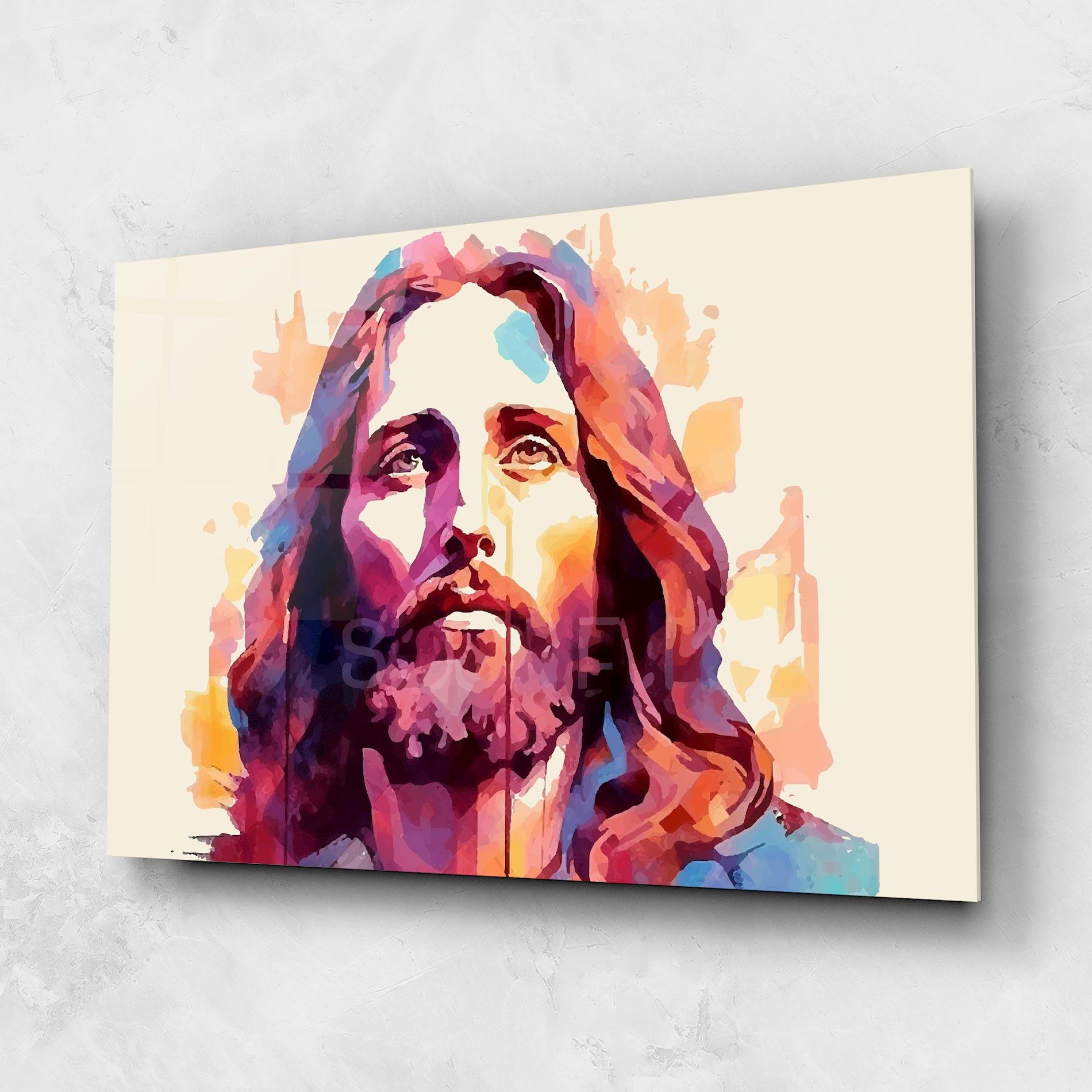 Tablou Sticla Color Jesus mockup 1