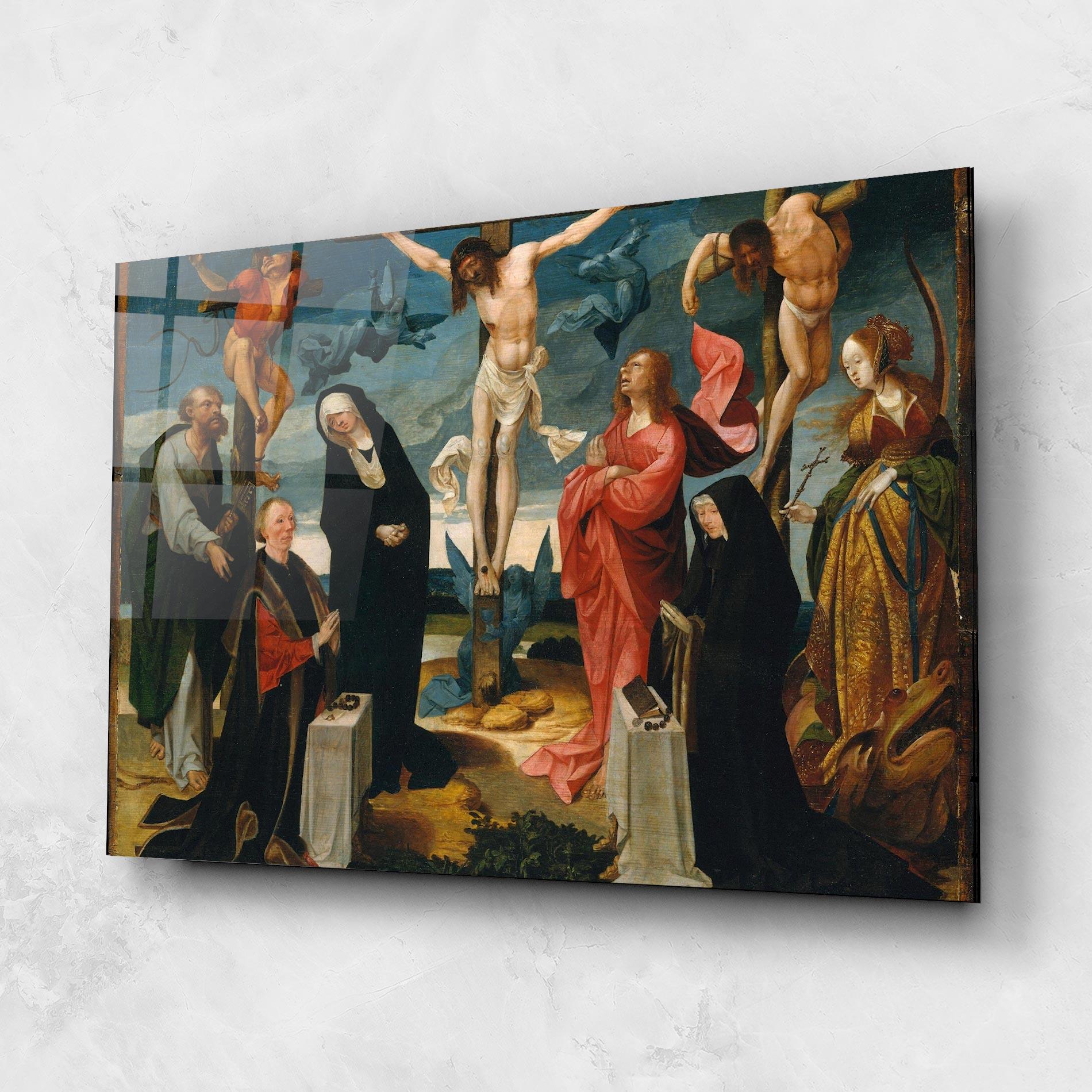 Tablou Sticla Jesus Cross Birds mockup 1