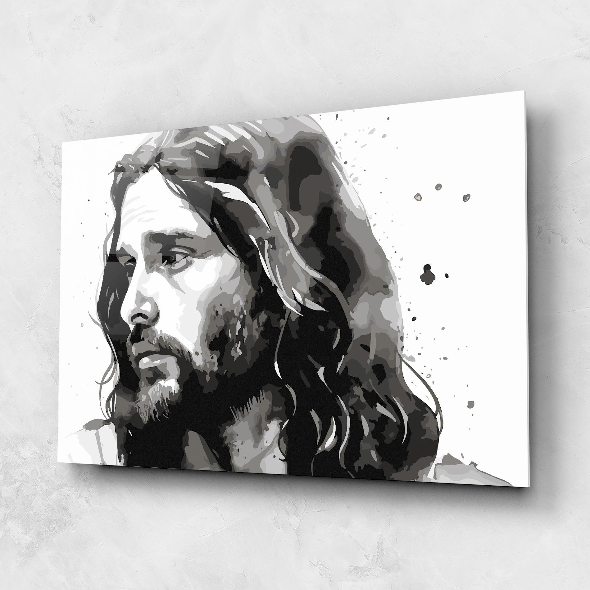 Tablou Sticla Jesus Watercolor mockup 1