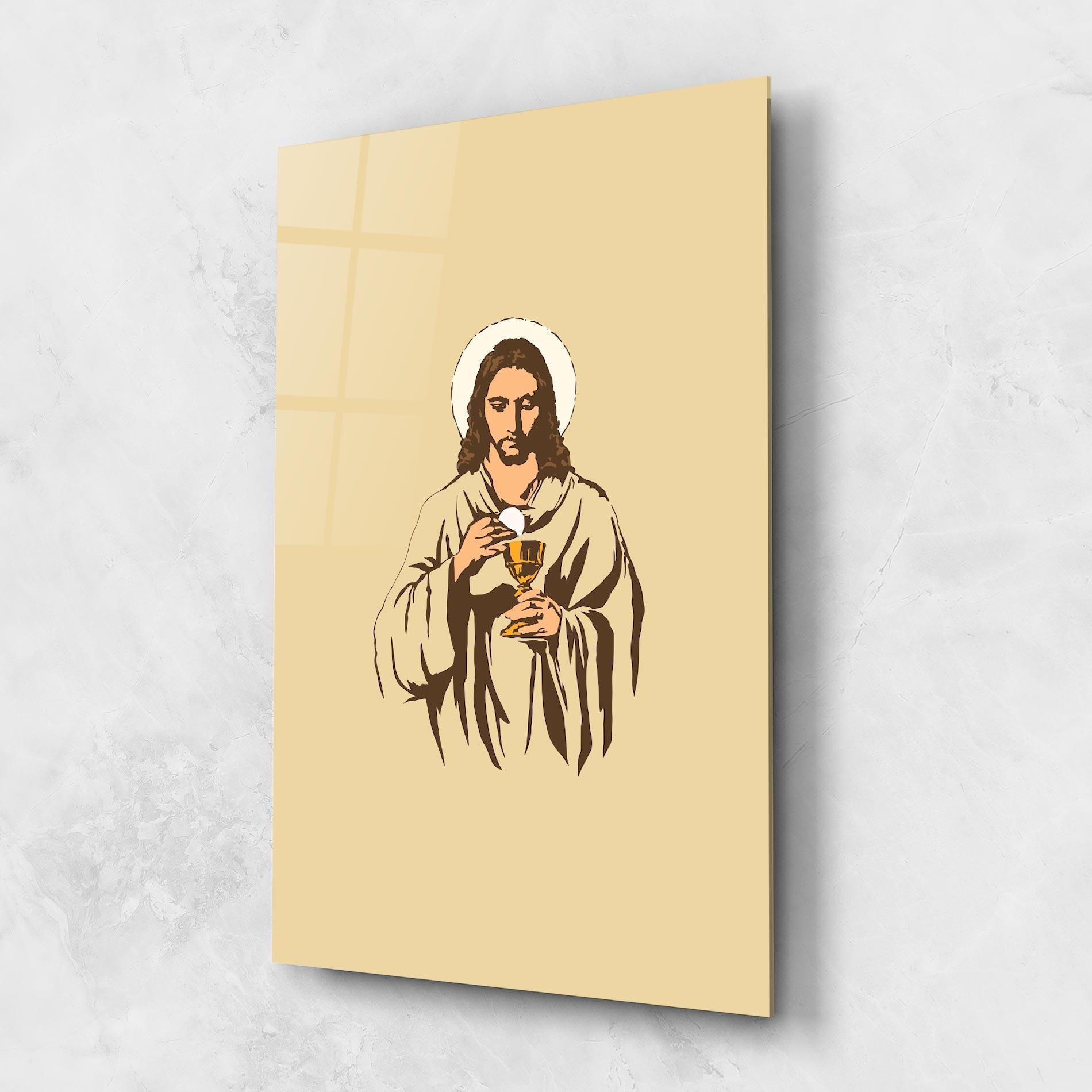 Tablou Sticla Cream Jesus mockup 1