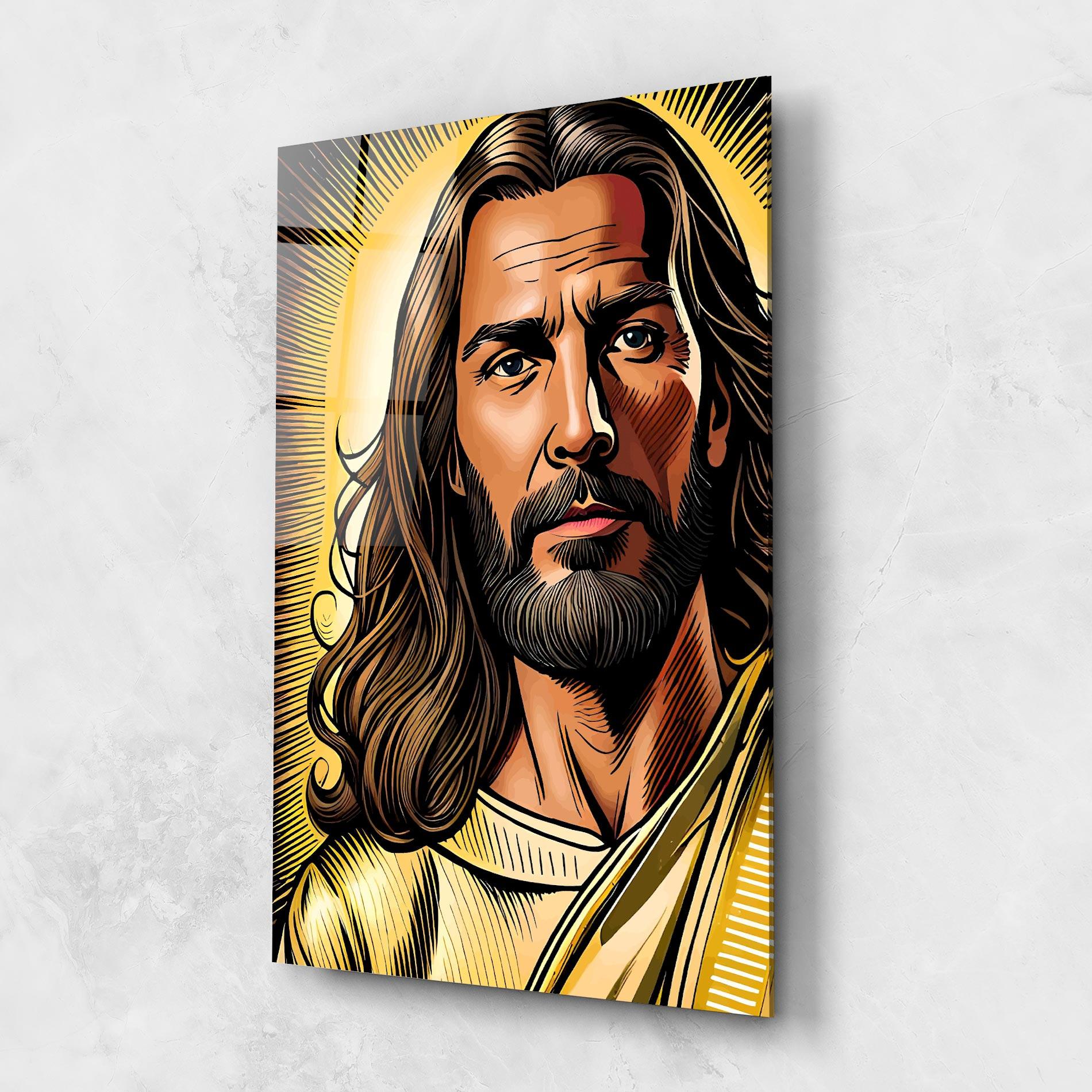 Tablou Sticla Gold Art Jesus mockup 1