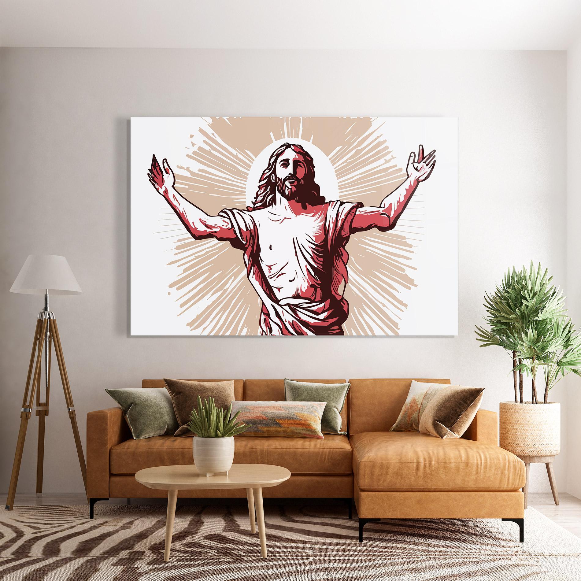 Tablou Sticla Artistic Jesus mockup 7