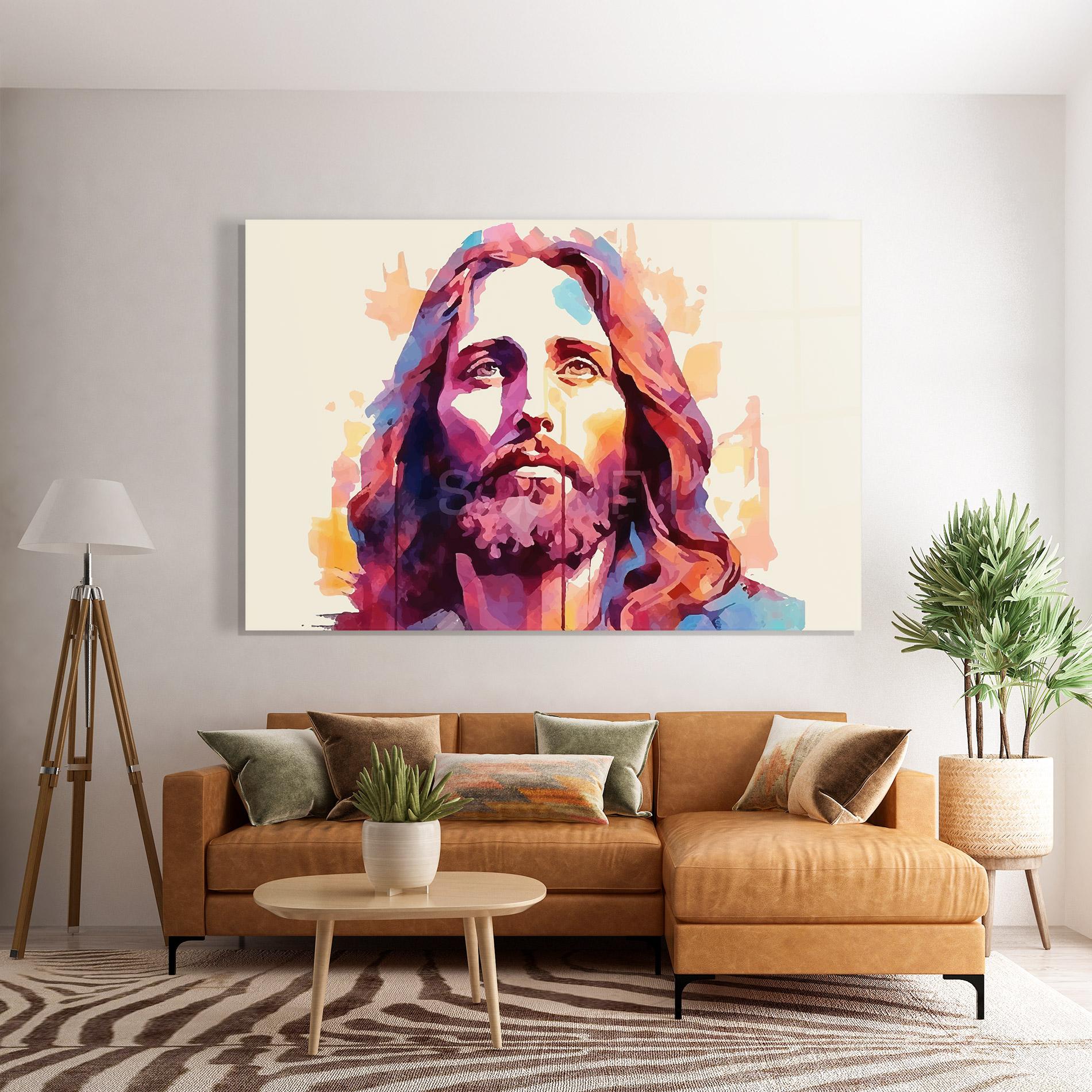 Tablou Sticla Color Jesus mockup 7