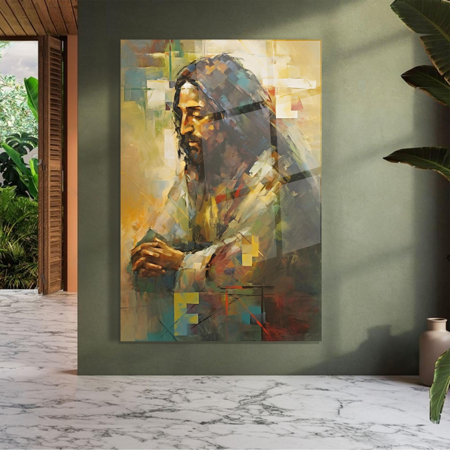 Tablou Sticla Christ Painting Art mockup 7