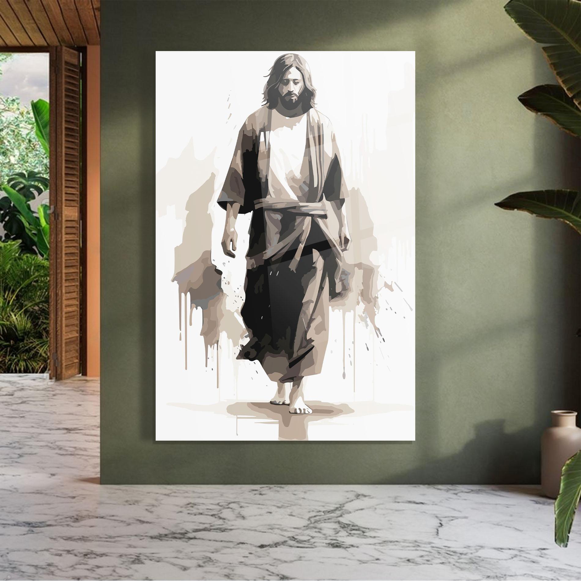 Tablou Sticla Cream Art Jesus mockup 7