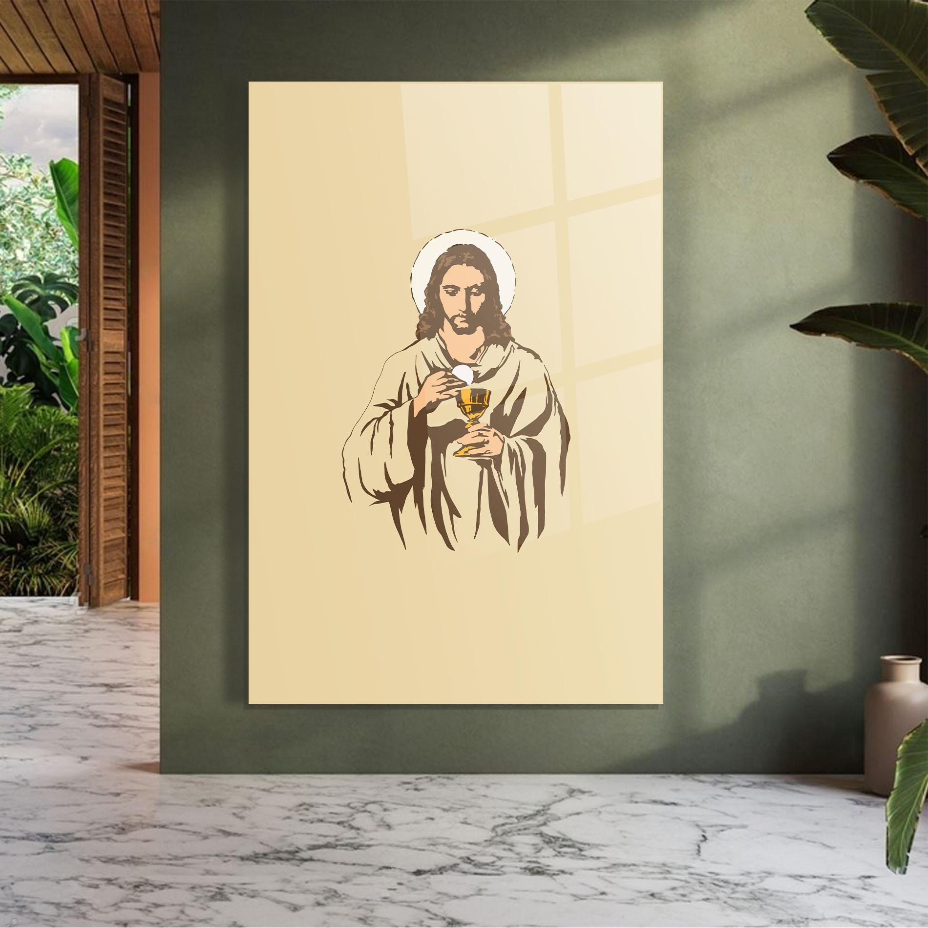 Tablou Sticla Cream Jesus mockup 7