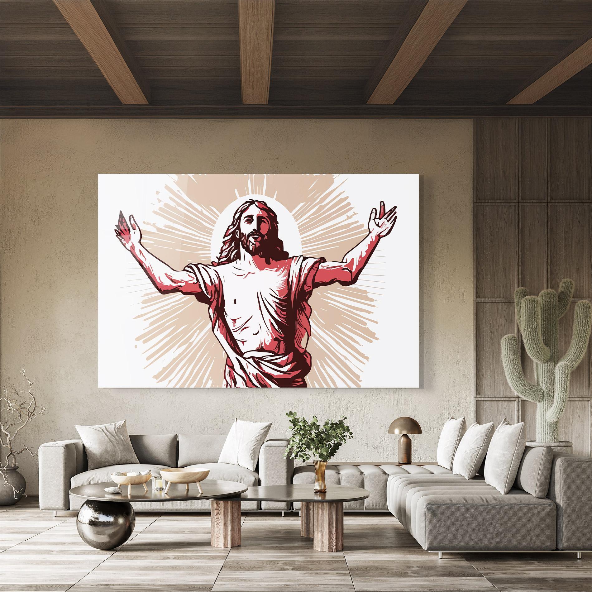 Tablou Sticla Artistic Jesus mockup 8