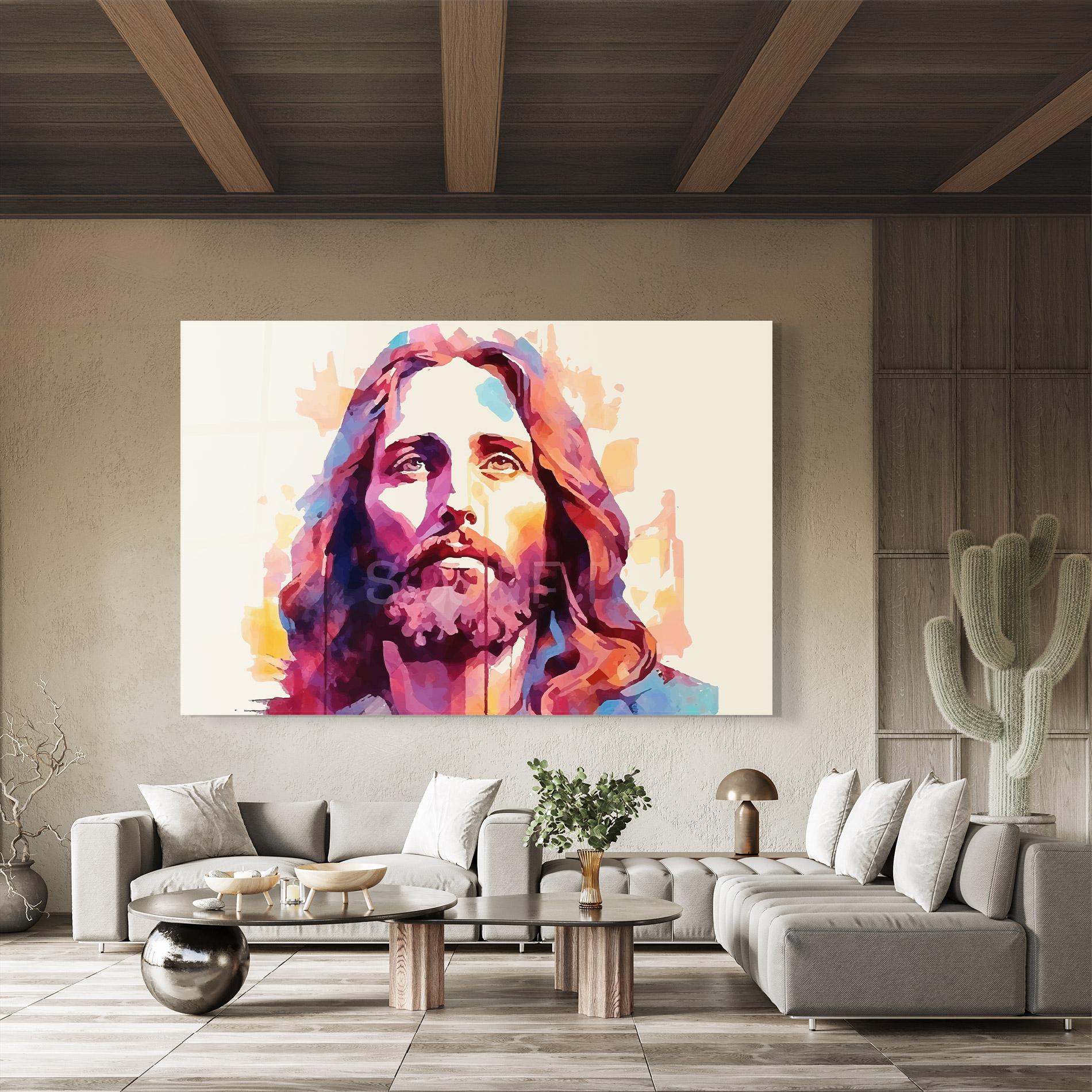 Tablou Sticla Color Jesus mockup 8