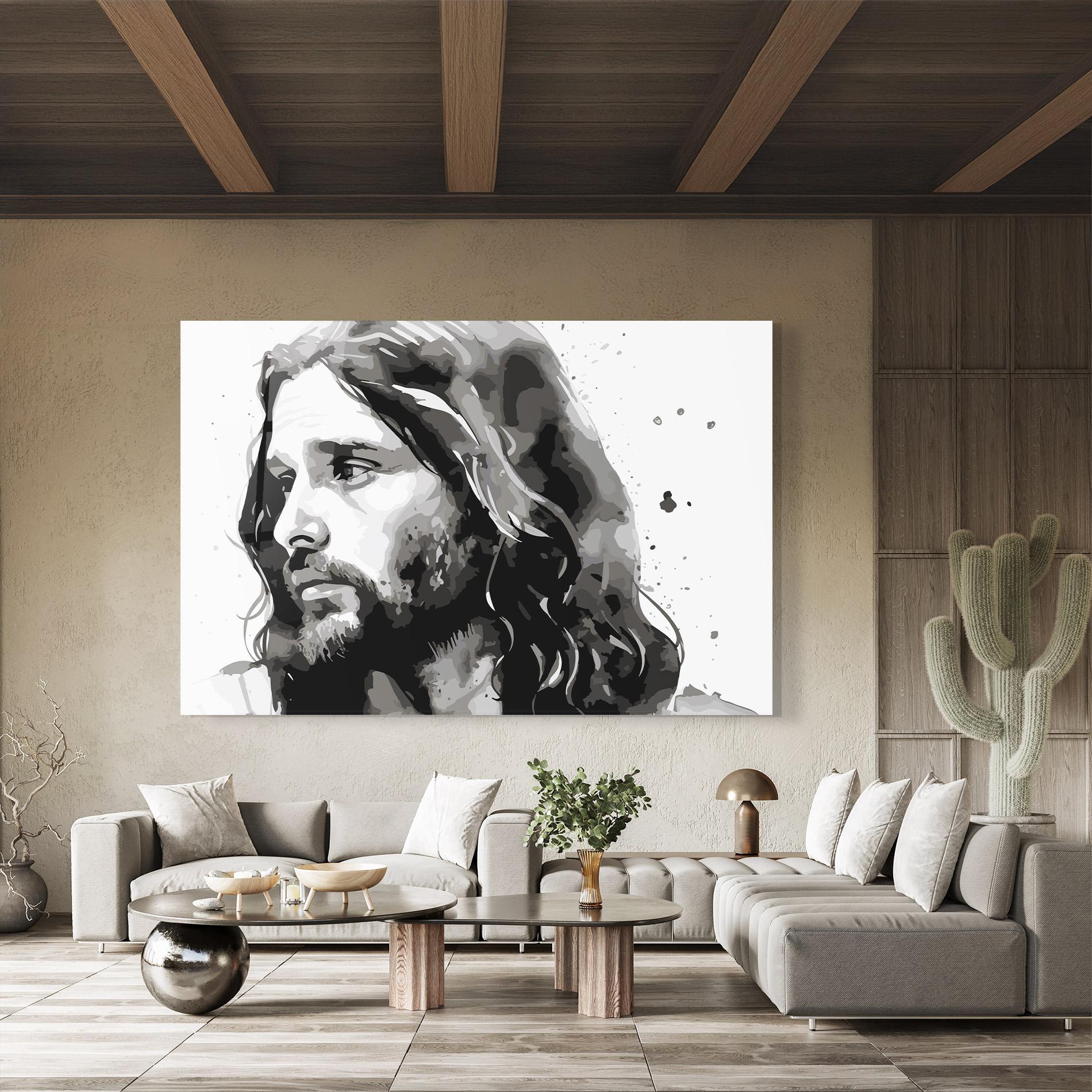 Tablou Sticla Jesus Watercolor mockup 8