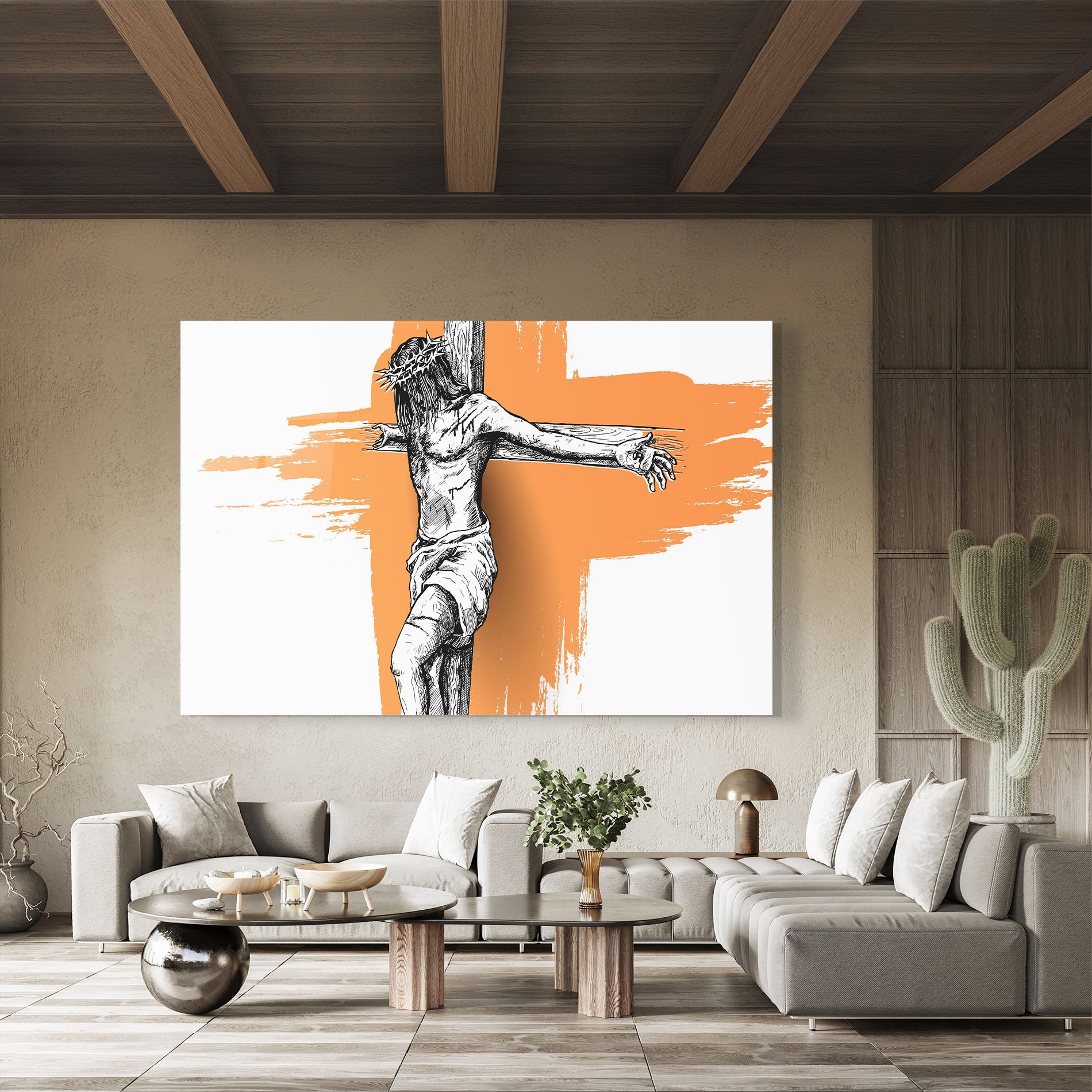 Orange Art Jesus mockup 8