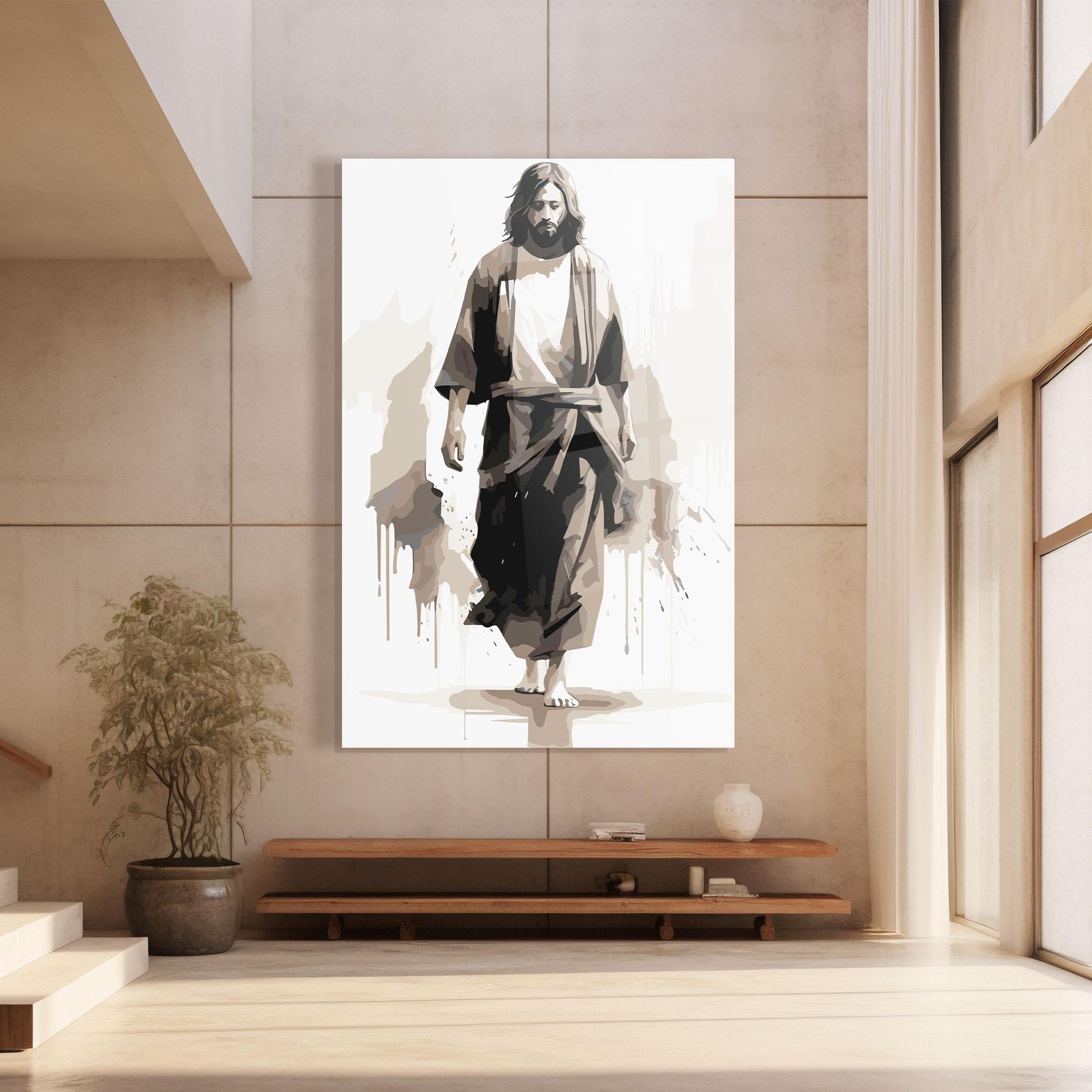 Tablou Sticla Cream Art Jesus mockup 8