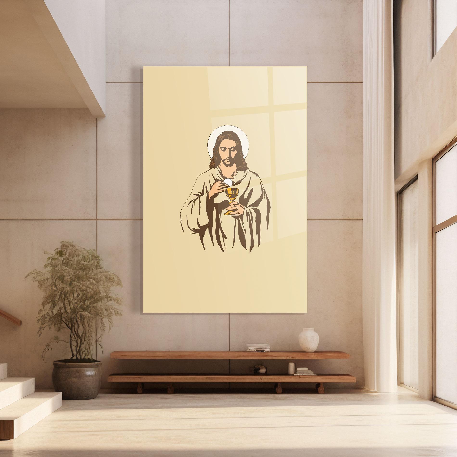 Tablou Sticla Cream Jesus mockup 8