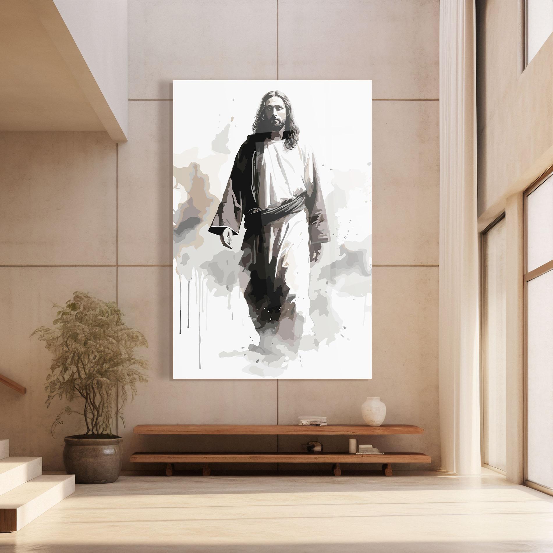 Tablou Sticla Watercolor Jesus mockup 8