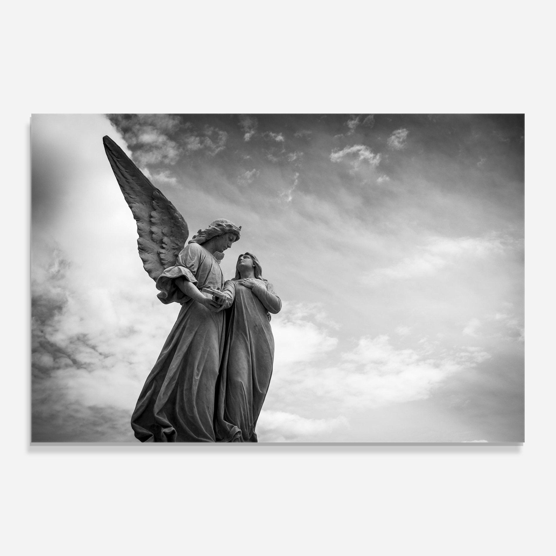 Tablou Sticla Grey Stone Angels mockup 0