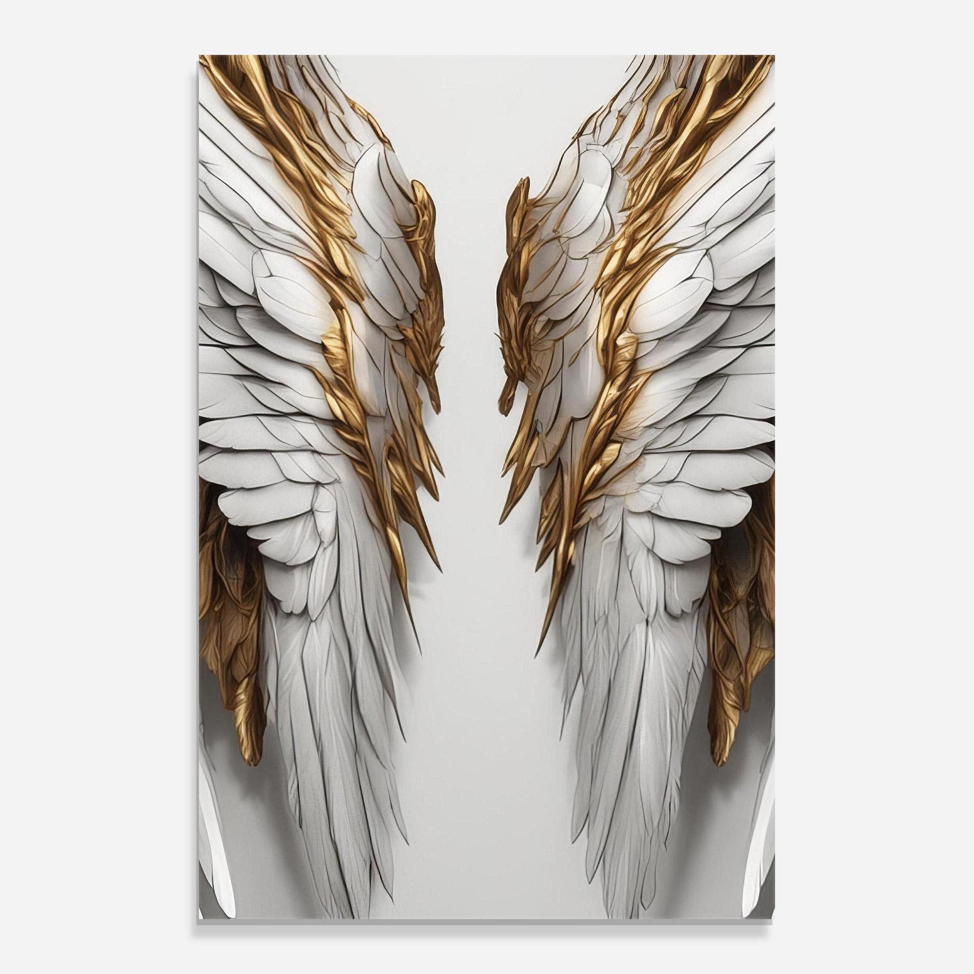 Tablou Sticla Realistic Gold Angel Wings mockup 0
