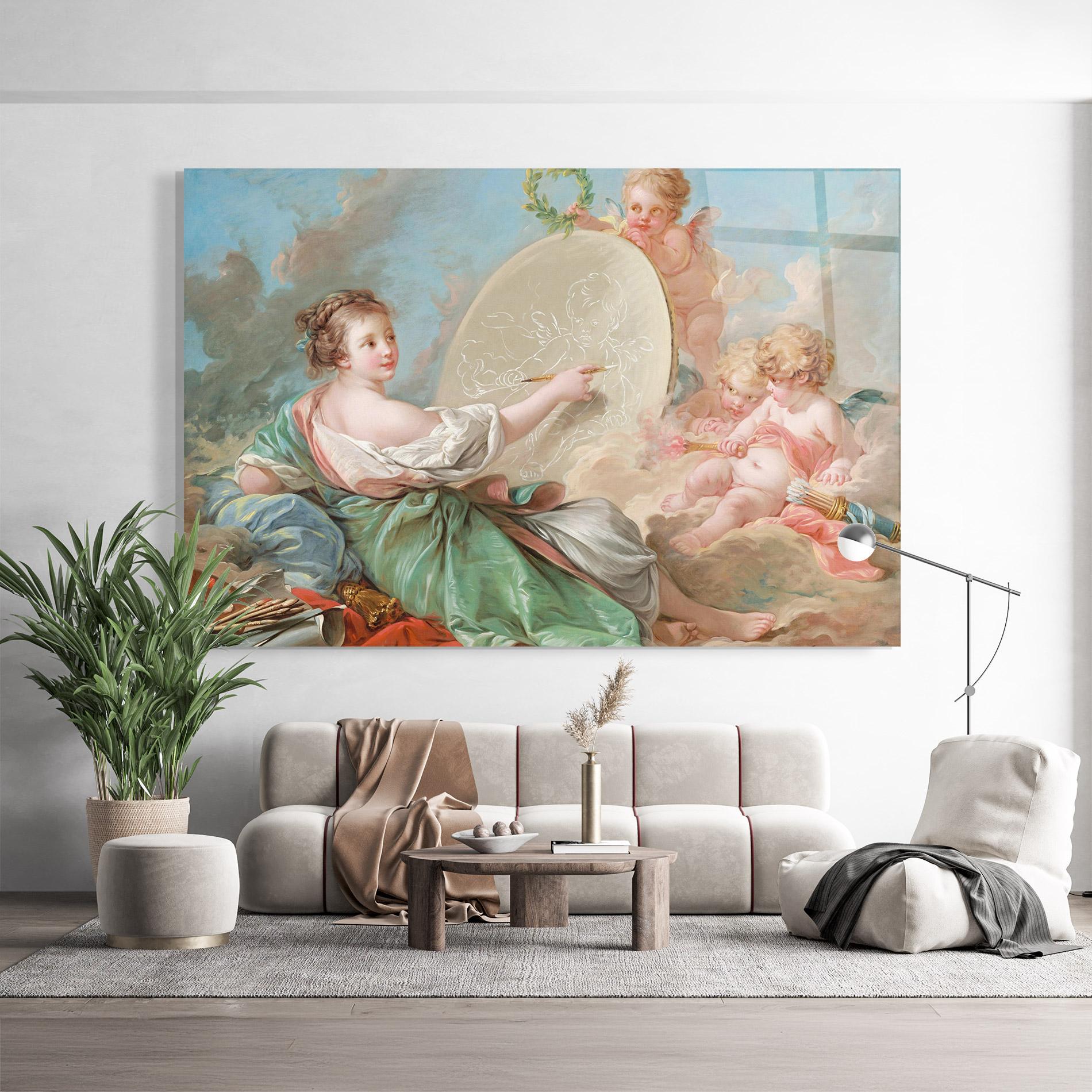 Tablou Sticla Painting Cute Angels mockup 9