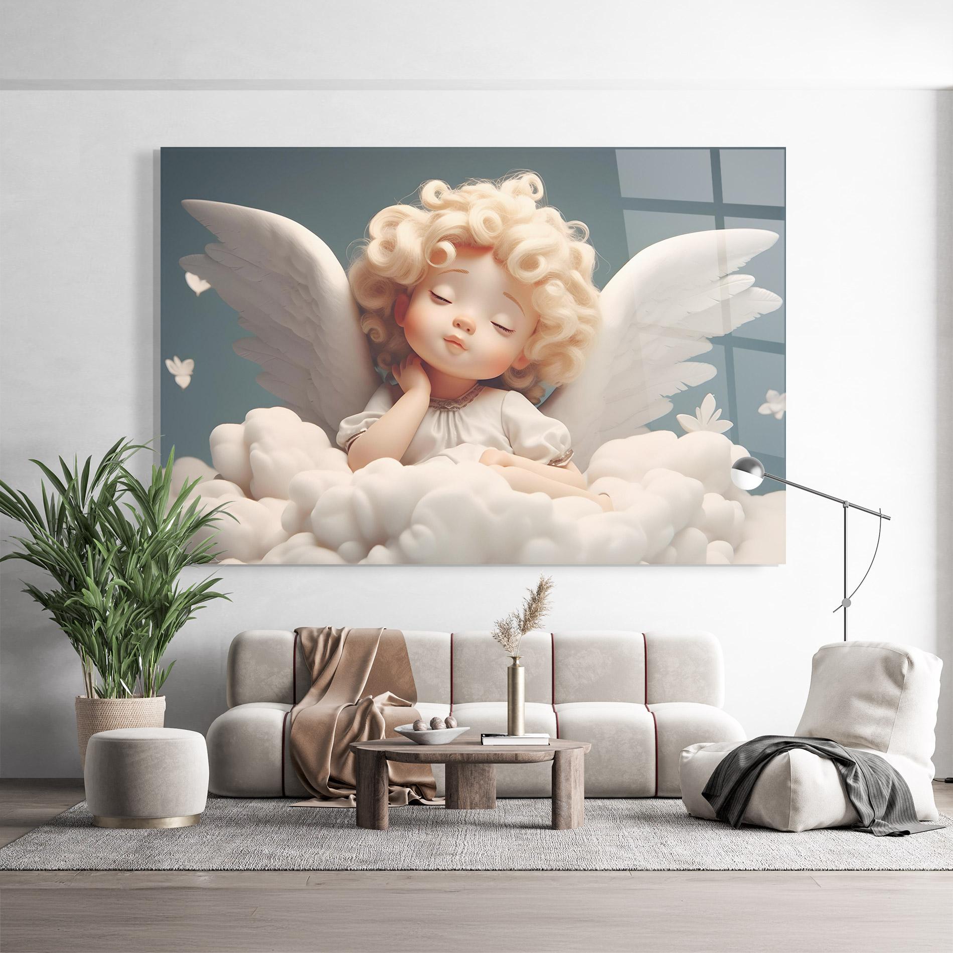 Tablou Sticla Statue Baby Angel mockup 9