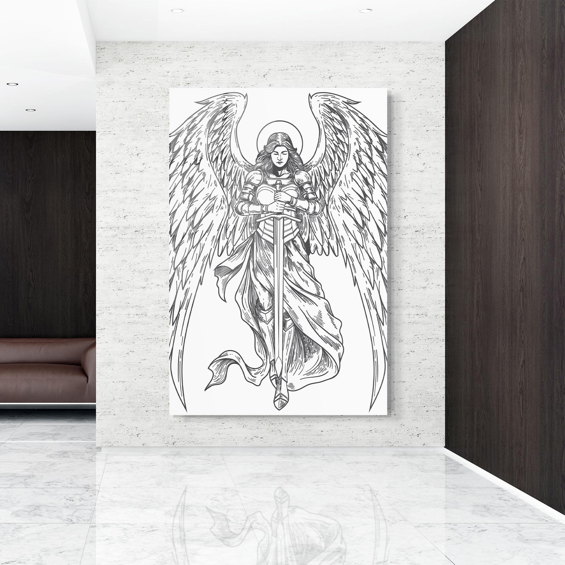 Tablou Sticla Grey Line Angel mockup 9
