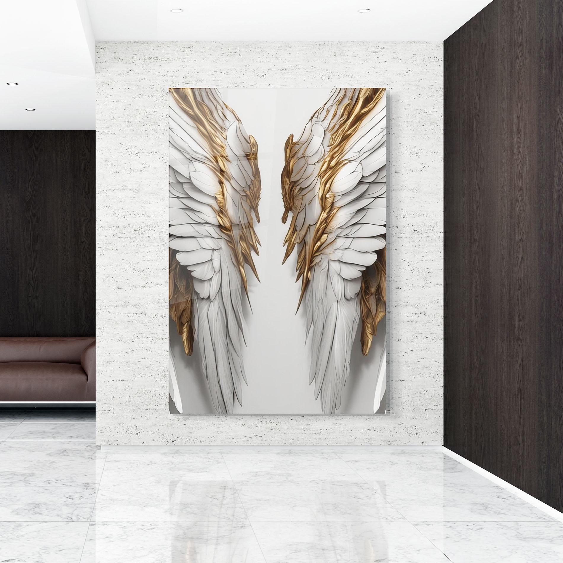 Tablou Sticla Realistic Gold Angel Wings mockup 9