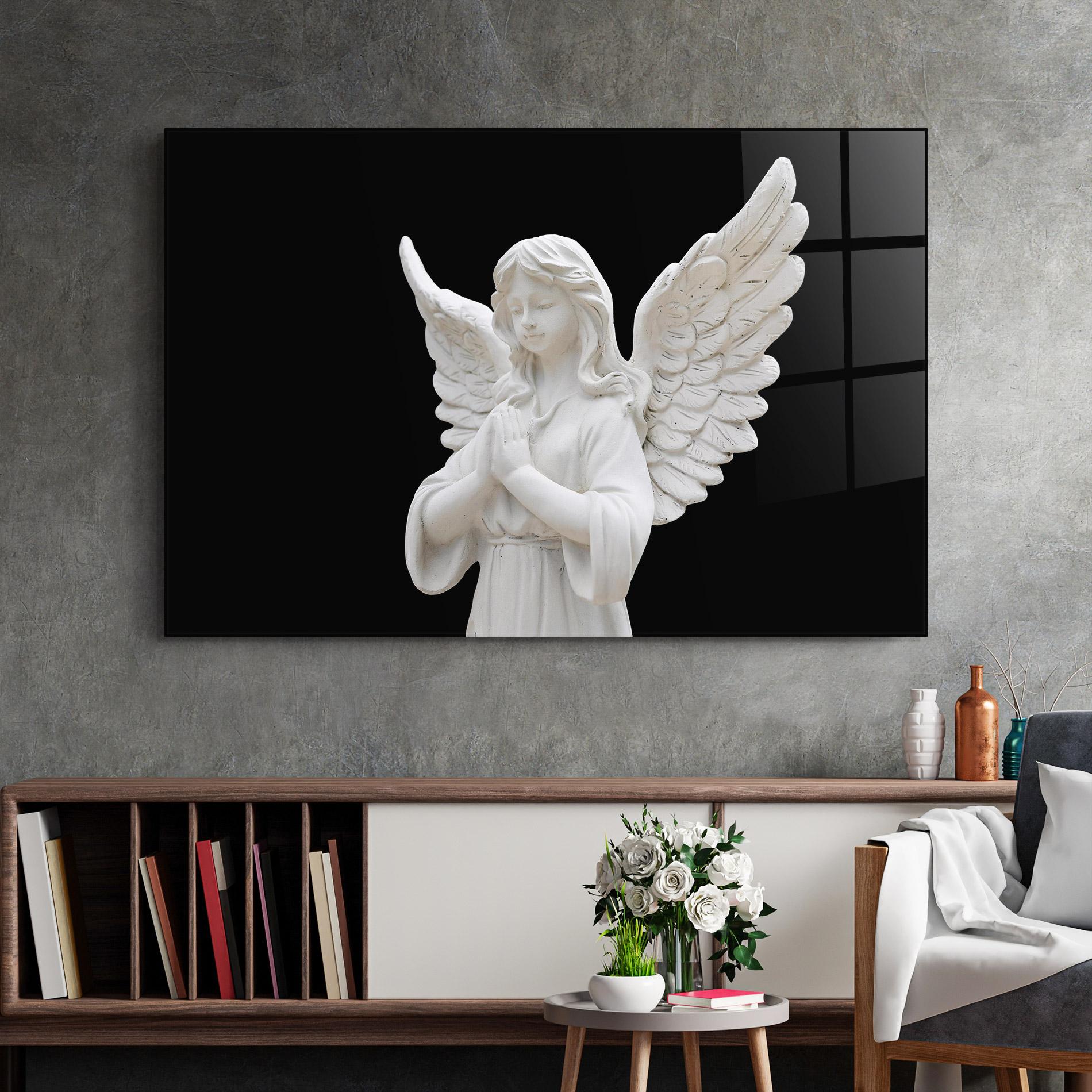 Tablou Sticla Pretty Angel Statues mockup 2