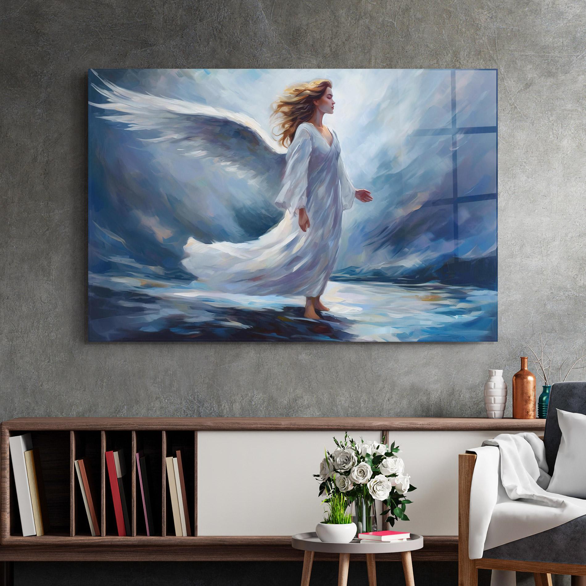 Tablou Sticla Wind Angel Woman mockup 2