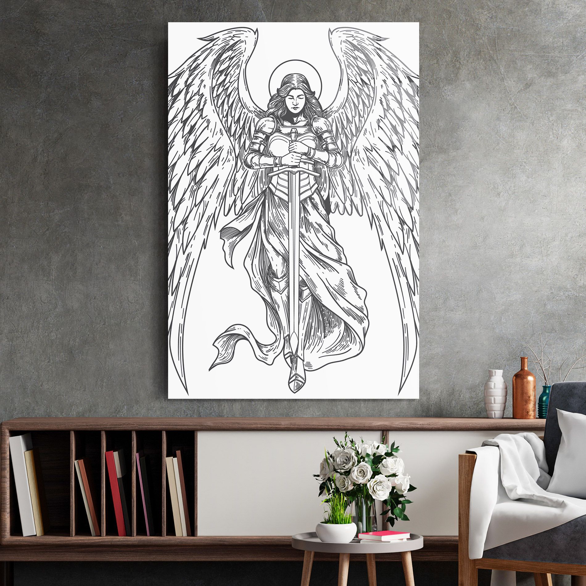 Grey Line Angel mockup 2
