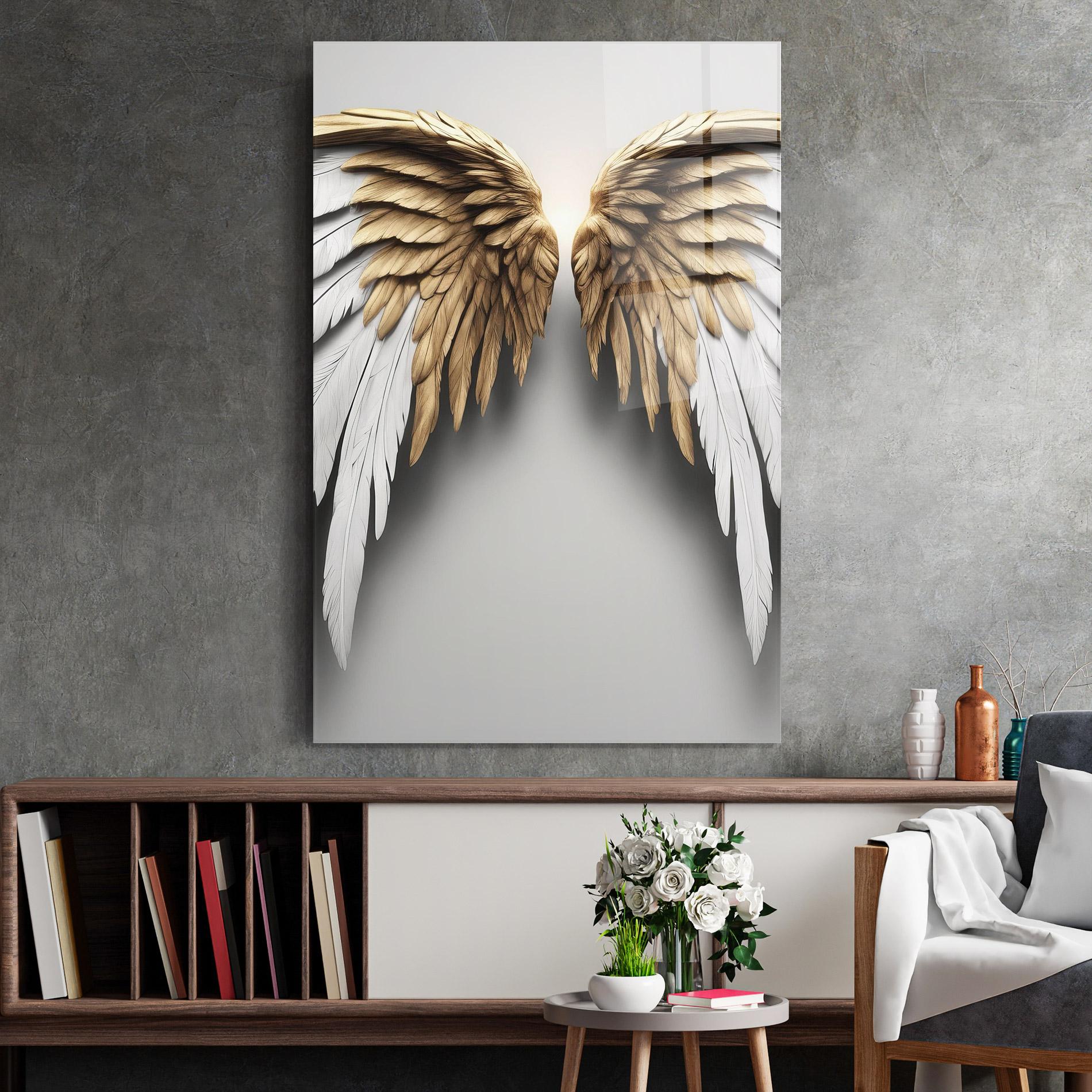 Tablou Sticla Realistic Angel Wings mockup 2