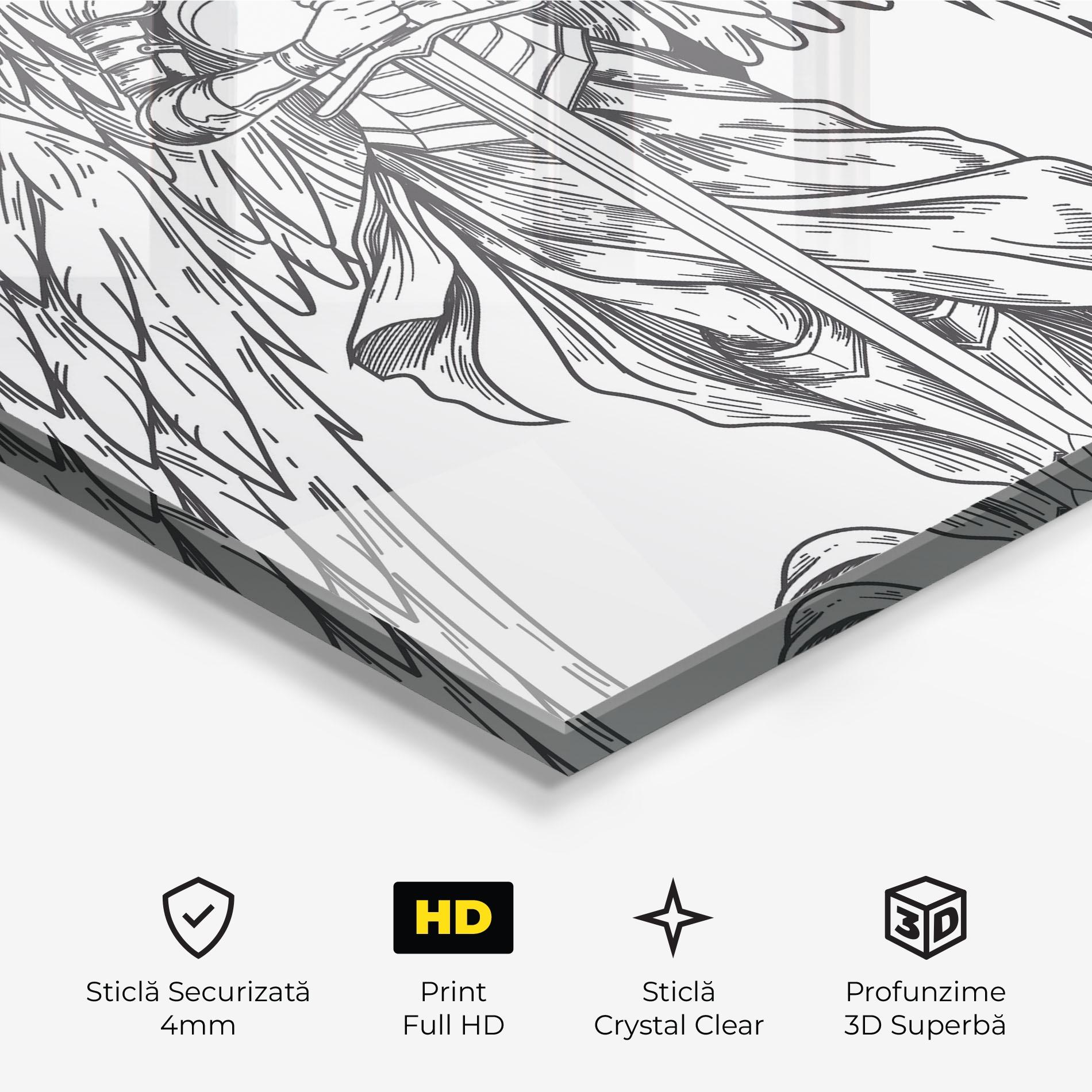 Tablou Sticla Grey Line Angel mockup 3