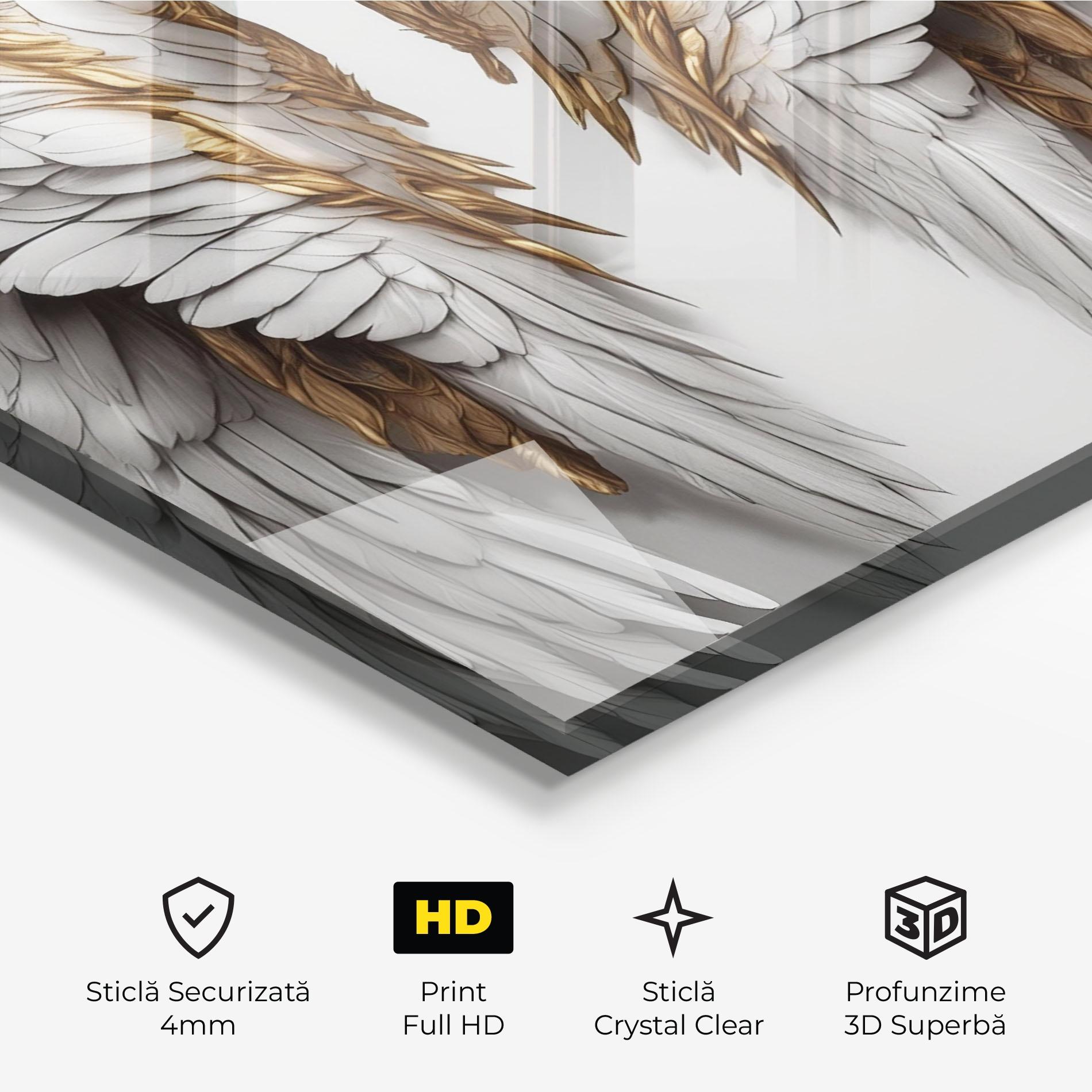 Tablou Sticla Realistic Gold Angel Wings mockup 3