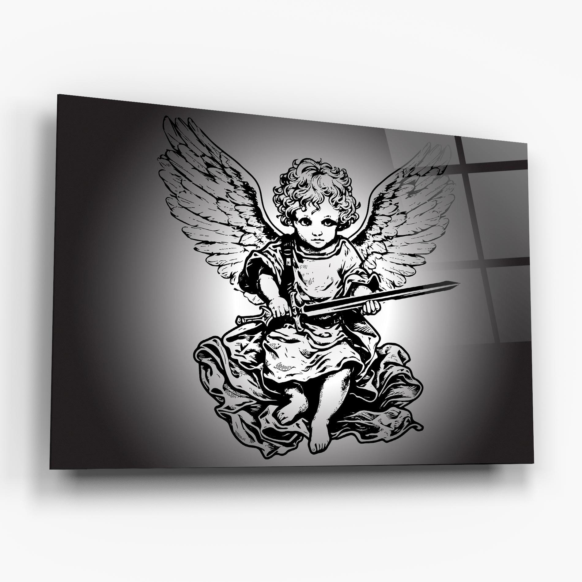 Tablou Sticla Angel Sword mockup 6