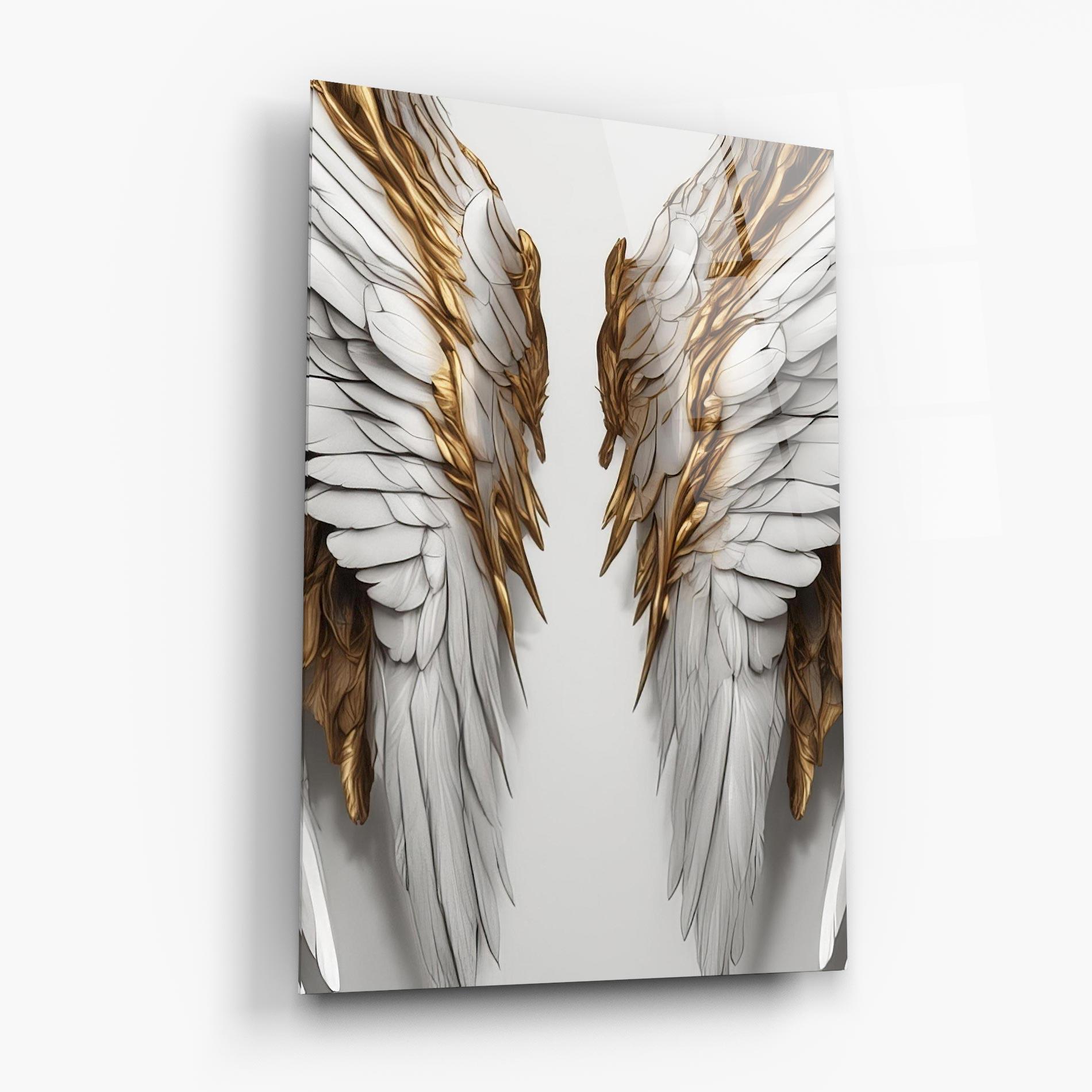 Tablou Sticla Realistic Gold Angel Wings mockup 6