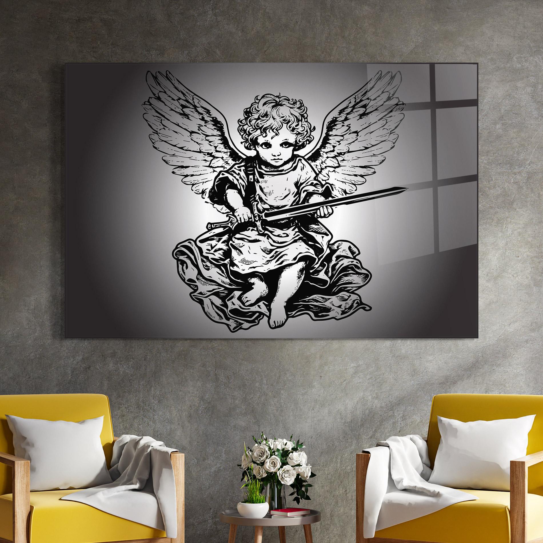 Tablou Sticla Angel Sword mockup 4