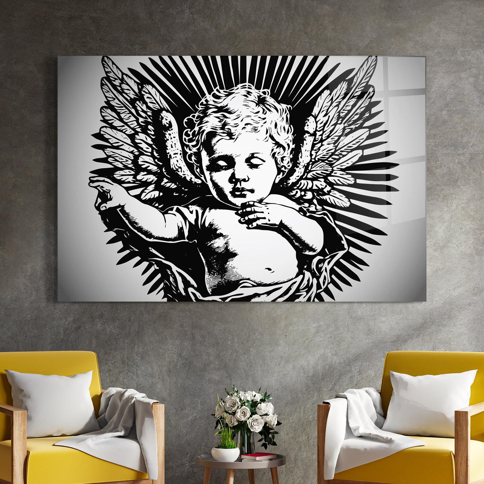 Tablou Sticla Closed Eye Angel mockup 4