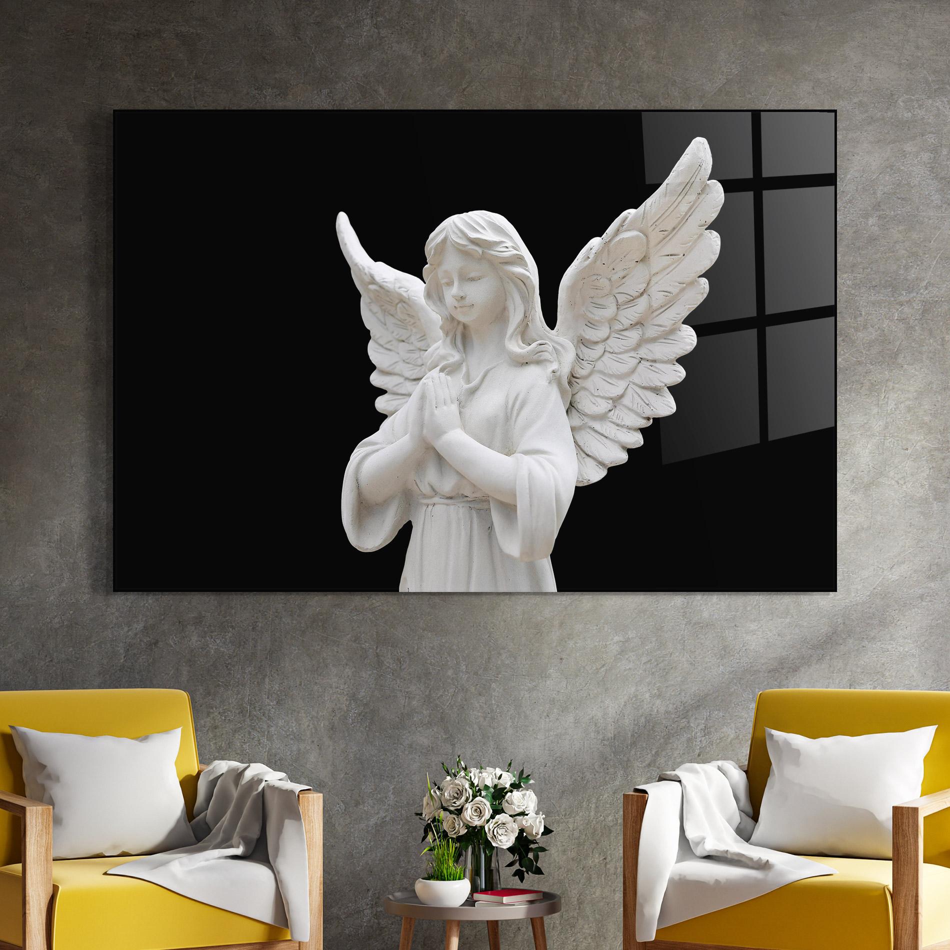 Tablou Sticla Pretty Angel Statues mockup 4