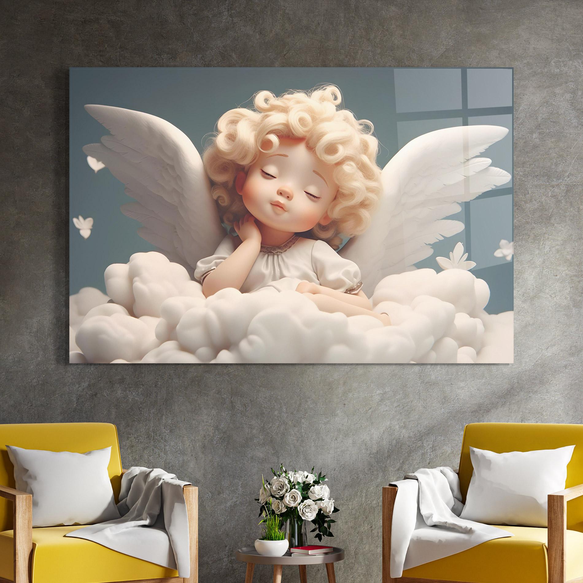 Tablou Sticla Statue Baby Angel mockup 4