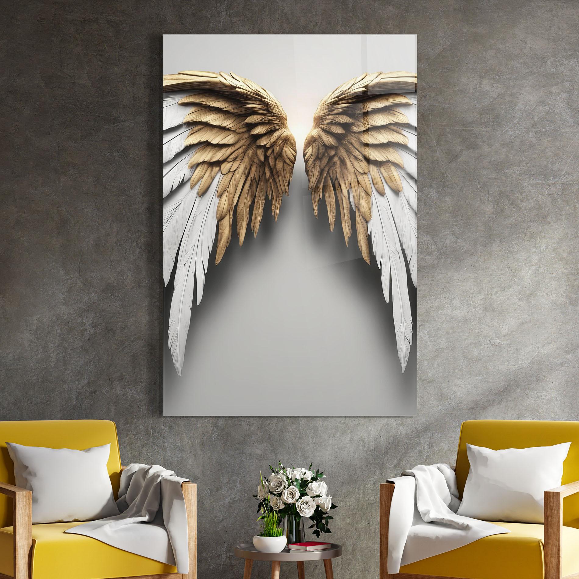 Tablou Sticla Realistic Angel Wings mockup 4