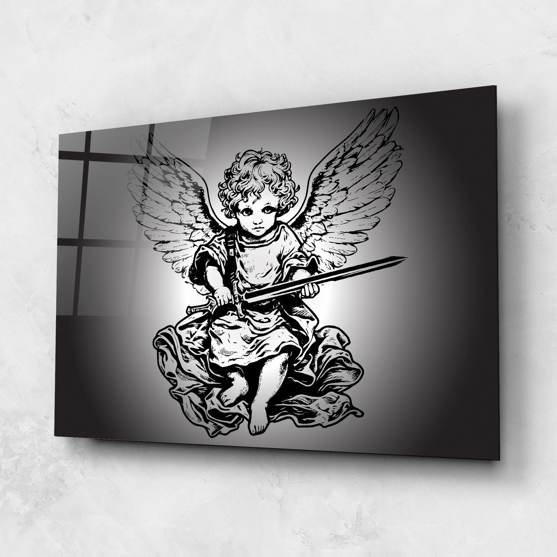Tablou Sticla Angel Sword mockup 1