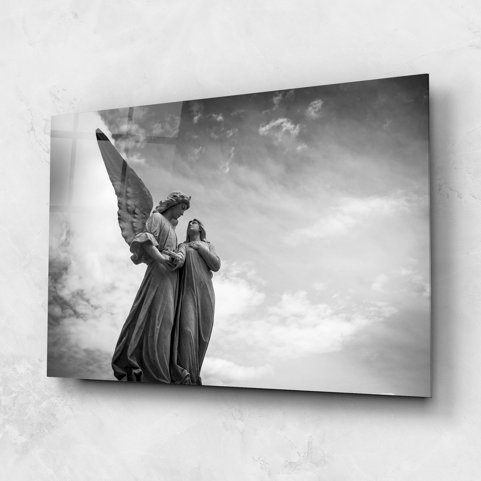 Tablou Sticla Grey Stone Angels mockup 1