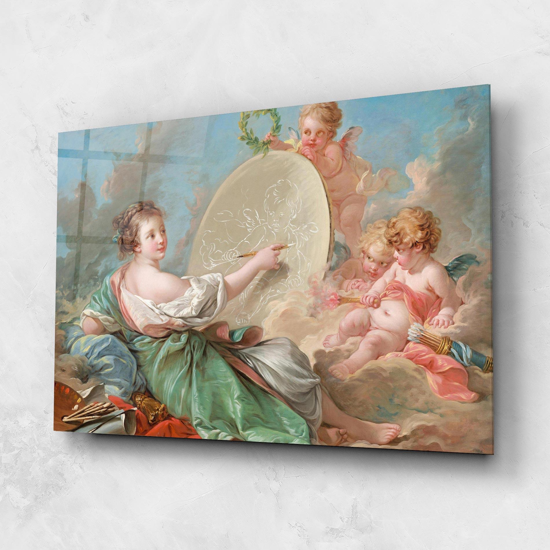 Tablou Sticla Painting Cute Angels mockup 1