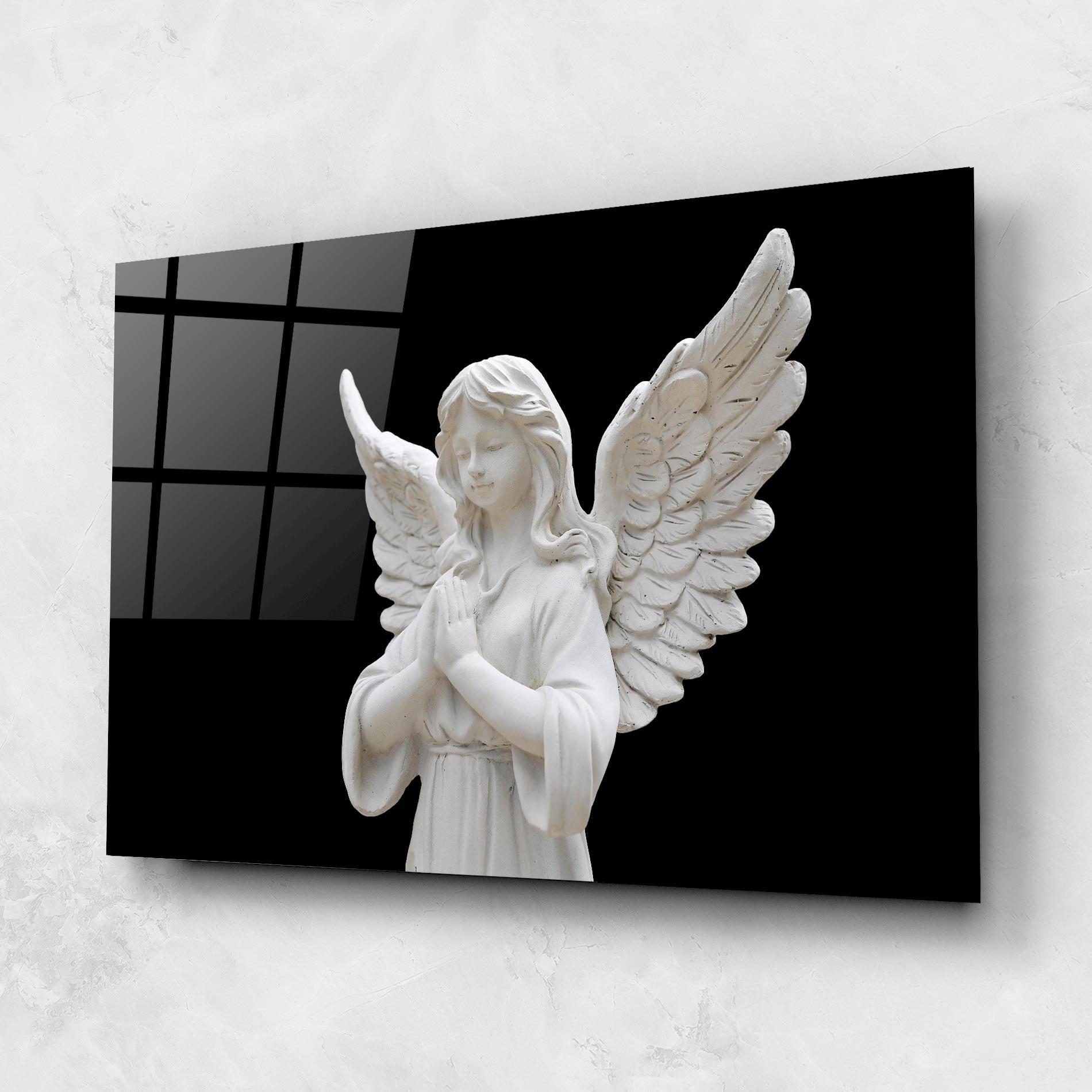 Tablou Sticla Pretty Angel Statues mockup 1