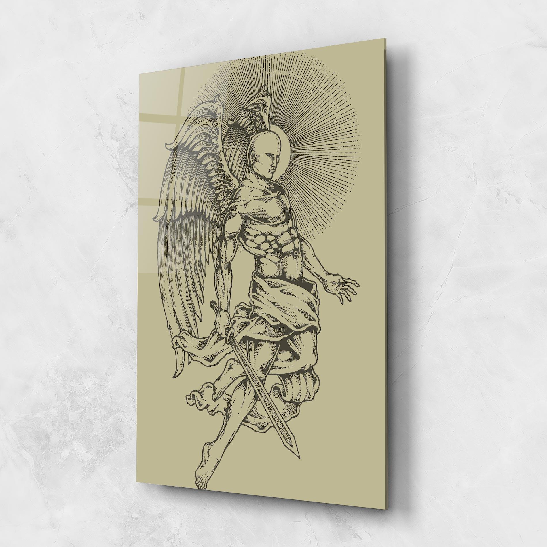 Tablou Sticla Angel Fighter mockup 1