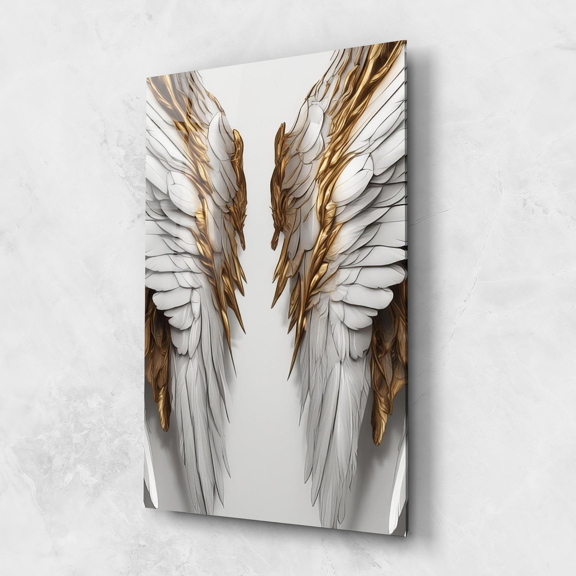 Tablou Sticla Realistic Gold Angel Wings mockup 1