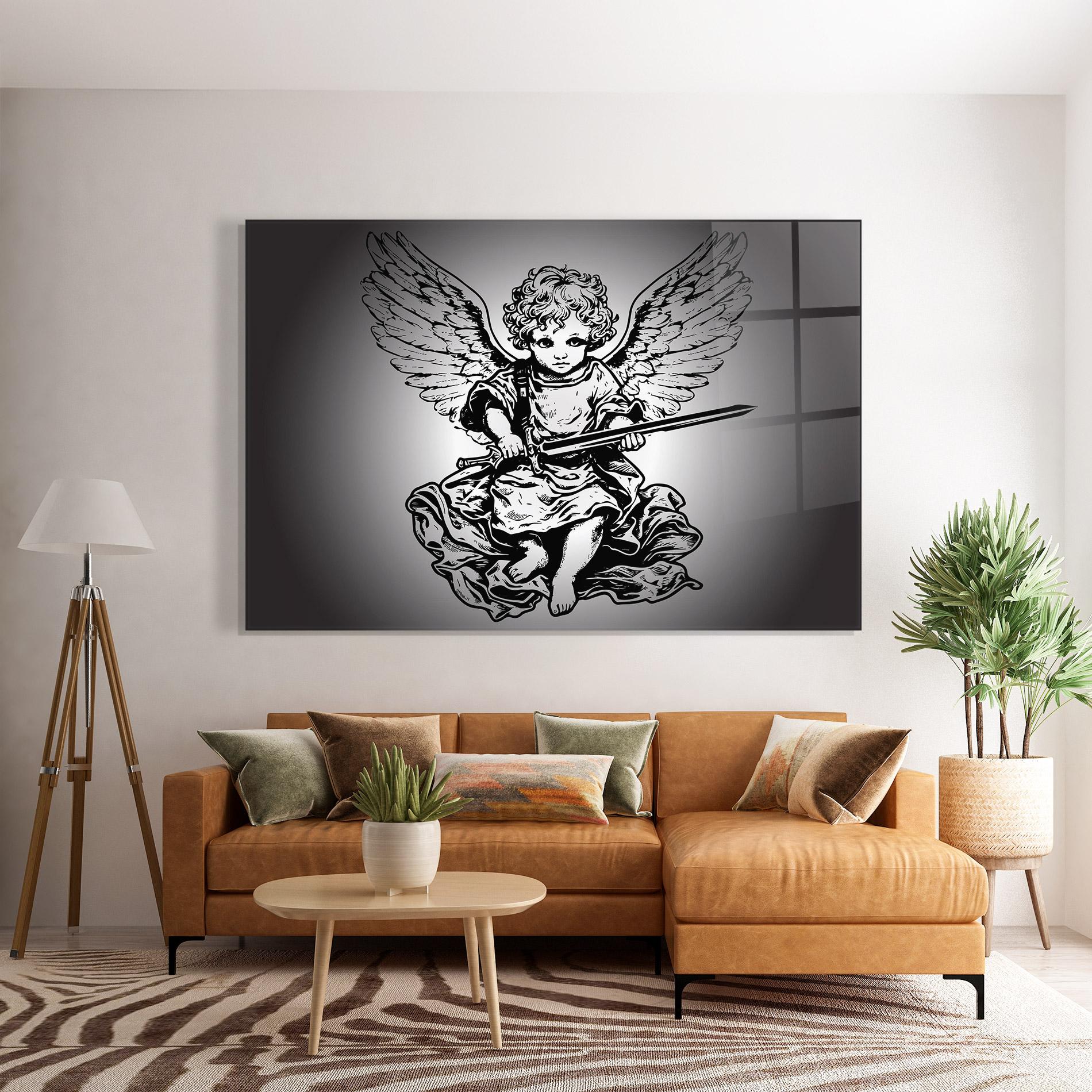 Tablou Sticla Angel Sword mockup 7