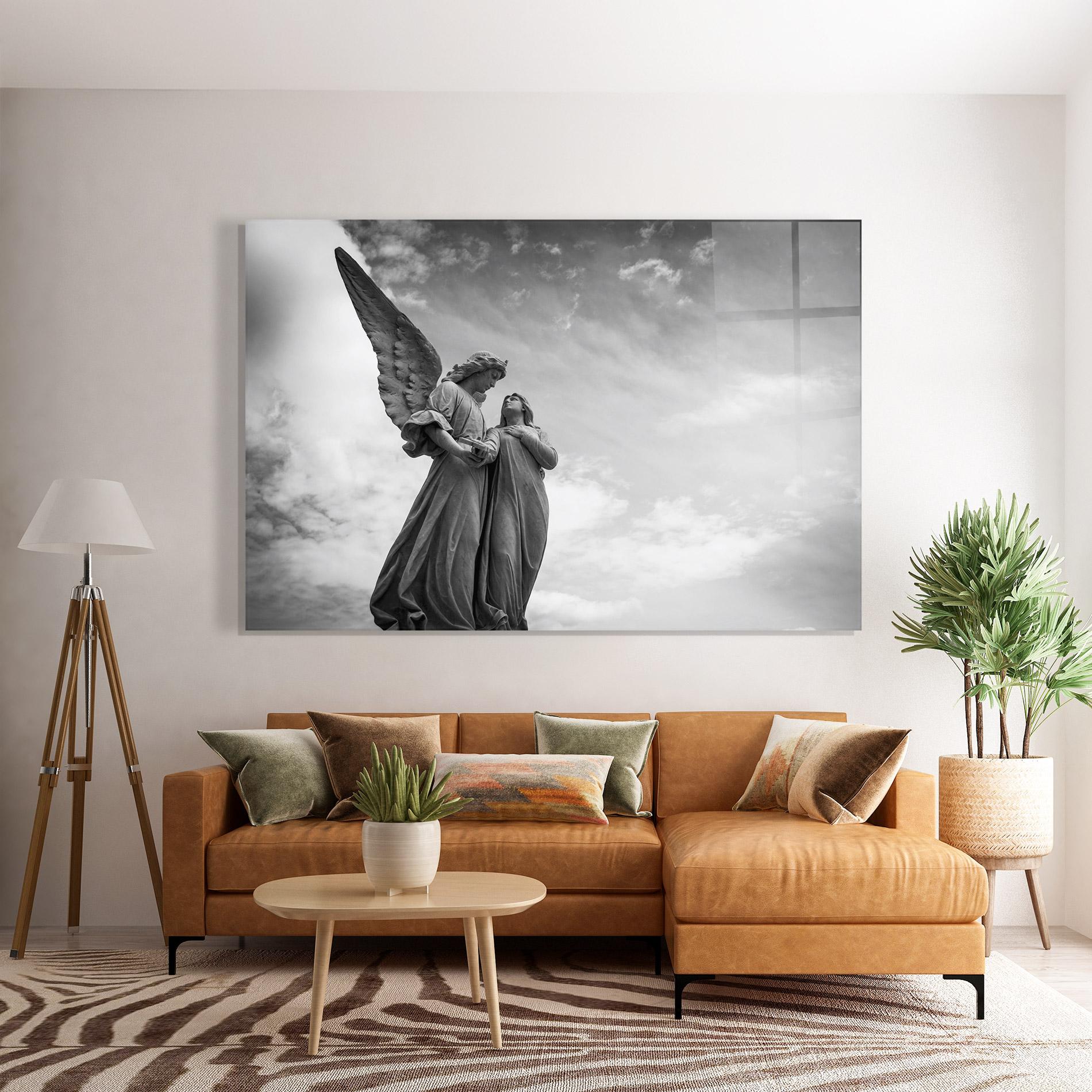 Tablou Sticla Grey Stone Angels mockup 7