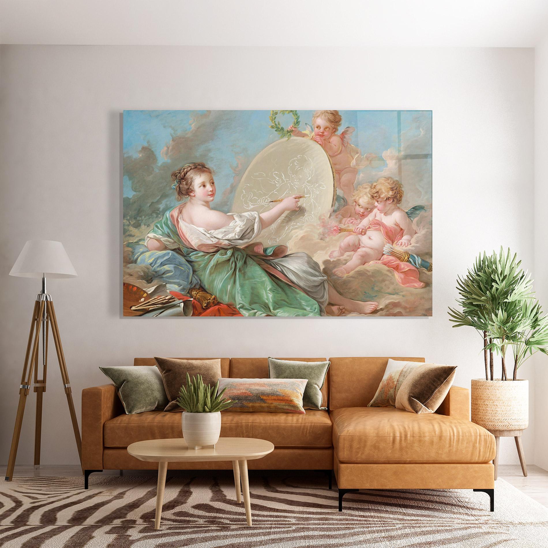 Tablou Sticla Painting Cute Angels mockup 7