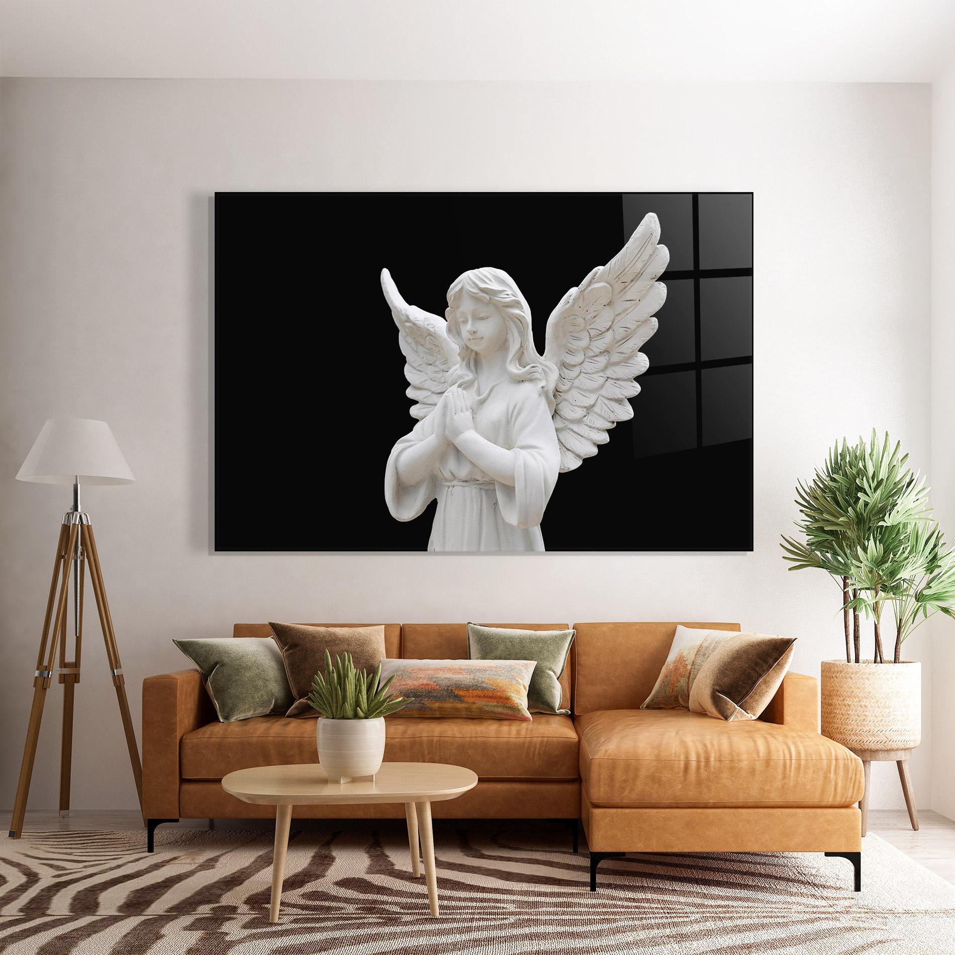 Tablou Sticla Pretty Angel Statues mockup 7